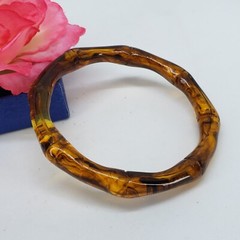 Amber Color Smoky Lucite Bamboo Bangle Bracelet