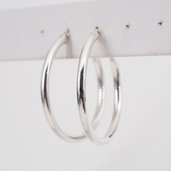 5.2g Jacmel Mauritius Sterling Silver Round Hoop Earrings 1.5in Minimalist