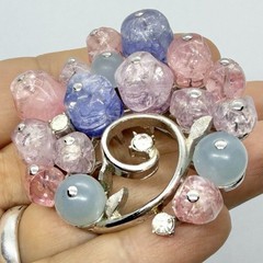 Vtg Francois For Coro Crackle Lucite Pink Purple Blue Spiral Statement Brooch