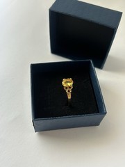 Vintage Yellow Cubic Zirconia Ring Gold Plated Womens Size 8.5