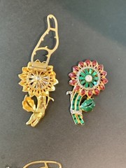 Vintage 1930’s Coro Flower Duette Brooch Pin Clips
