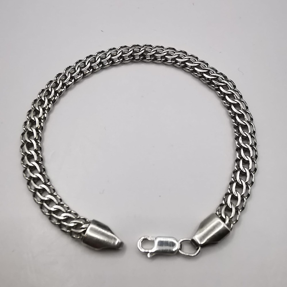 Vintage 925 Sterling Silver Bracelet Handmade 9.71g 7.68″ (19.5cm) Wide 0.24″