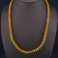 Antique African Sunburst Yellow Tire Glass Bead Necklace 24in 6.2–10.1mm