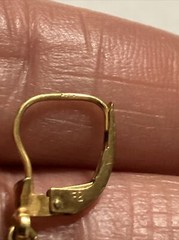 Vintage Gold Precious Metal W Germany Open Heart Pearl Dingle Earrings Signed FB