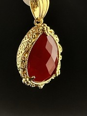 Vintage Beria Collection Bronze 18KT Yellow Gold Plated Carnelian Necklace
