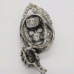 Gothic Grim Reaper Pendant JPI 2000 JPI Halloween Vintage Signed 1.75 in