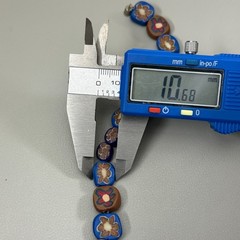 Vintage Millefiori Polymer Clay Bead Necklace Blue Brown Floral 18″