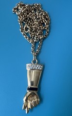 Vintage JACKIE COLLINS Rhinestone & Enamel FIGA Pendant Necklace – 28” – 1980s