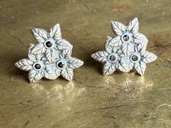 Vintage earrings «Flower» Made in the USSR 916 silver