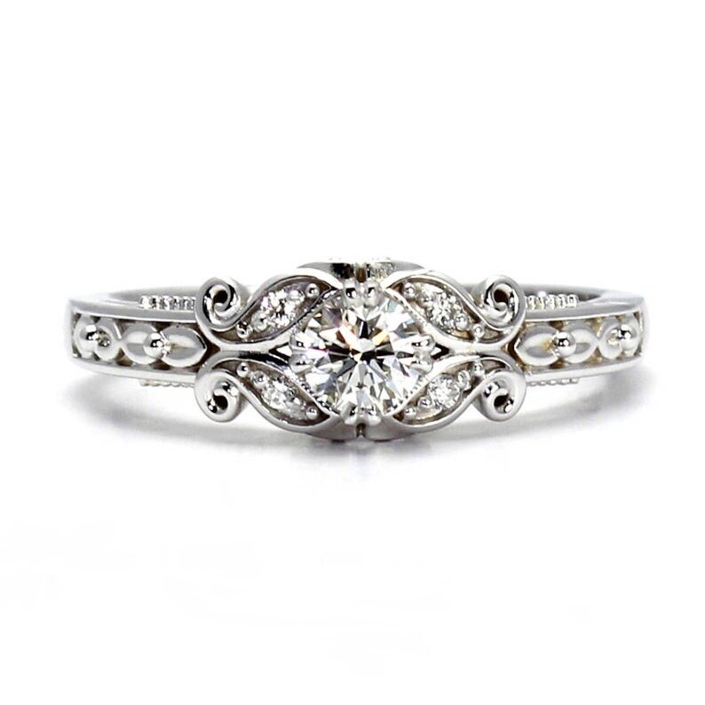 1.55CT Vintage Style with Filigree Milgrain Art Deco Ethical CZ Women’s Ring