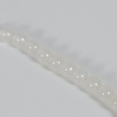 Vintage Translucent White Glass Beaded Necklace 30 In Sprint Ring Clasp 6.3mm