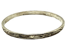 Vintage Mexican Sterling Silver 925 Bangle Bracelet Ornate Design 19g Large 9″