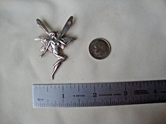 VINTAGE LARGE 3D ART NOUVEAU FAIRY SPIRIT GUIDE STERLING SILVER 925 PIN/PENDANT