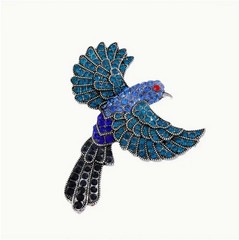 Crystal Flying Blue Bird Brooch