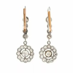 Art Deco Style Lab Created Diamond Floral Anniversary 14K White Gold FN Earrings
