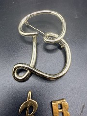 Vintage Sterling Marcasite Letter B Brooch Pin Pendant Victorian Art Deco