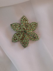 Weiss Green Rhinestone Flower Brooch Pin Vintage