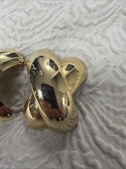 Vintage Gold Plated Bold Irregular Sculptural “X” Design Clip-On 1.5” Earrings