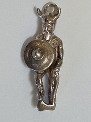 Sterling Silver ~ Viking Warrior Charm ~ Nordic ~ Nice AXE & SHIELD ~ VINTAGE