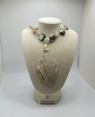 Vintage Shell Like Beaded Necklace 21in Costume Jewelry Beach Style Summer