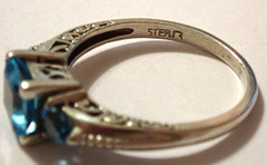 3 Rings S9 Rutilated Quartz S10.5 Blue Stone S12 Bar 925 Sterling Silver 10.6g