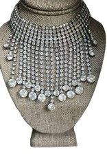 Stunning Vintage Rhinestone Drop Choker 12″ – 16″ Wedding, Vegas, Runway
