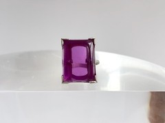 Faux Amethyst Stone Sterling Silver XL Solitaire 925 Vintage Ring – sz 6.5