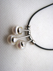 Vintage White Freshwater Cultured Pearl Triple Sliding Pendant Necklace