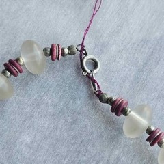 Vintage Burgundy and Frosted Glass Beaded Necklace