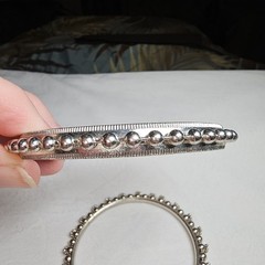 SET OF 3 Vintage Rajasthani Style BANGLE BRACELET Beaded Tribal Silvertone 8.25″