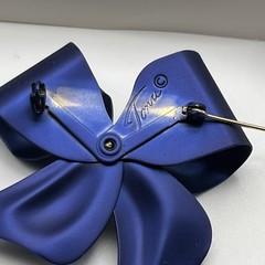 Tona Bow Brooch & Pierced Earrings Set Blue Clear Rhinestone