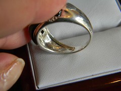 Sterling Silver 925 Carved Black Onyx Inlay Rhinestone Cubic Zirconia DQCZ Ring