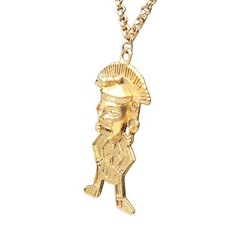 Hobe Statement Pendant Necklace Mayan Inspired 20″ Gold Tone Chain Vintage