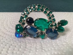Vintage D&E Juliana SET Clip Earrings Large Brooch Tiered 3 Piece Prong-Set 1950