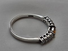 ​Vintage 925 Sterling Silver Marquise Citrine Half Eternity Stack Ring Size 9