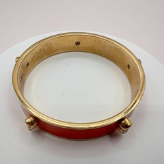 Vintage Y2K Juicy Couture Gold Tone Skull Clear Glass Bangle Bracelet Jewelry