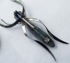 2 1/2 INCHES UNIQUE STERLING INSECT PENDANT w ART GLASS
