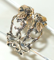 Vtg WM Co. Wheeler Western Two Tone Sterling Silver 12K Gold Hoop Earrings