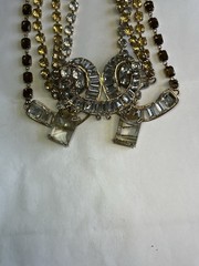 Spectacular Statement Gold Tone Bib Necklace 4 Strand Amber Smokey Clear!!!