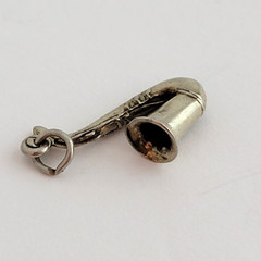 Vintage Sterling Silver Saxophone Horn Charm Pendant Wind Instrument