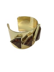 Jewelmint Faux Amber Cuff Bracelet Gold Tone 2.25” Diameter