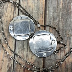 Signed FOSSIL antique silver anchor link magnetic locket necklace