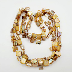 Warm Brown Beige Tone MOP Abalone Tri Tip Nugget NO CLASP Vintage Necklace 36 in