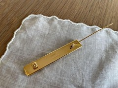 Hermes enamel brooch Pin badge Gold × Blue CHATEAUX D’ARRIERE Women accessories