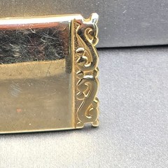 VTG Swank Gold-Tone Square Cufflinks .75″ Ornate Scrolled Edge Bullet Back