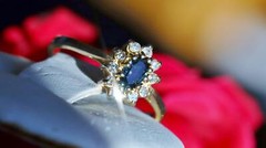 14k yellow gold size 5.75 ring 0.35ct natural, treated sapphire diamond 1.83gr