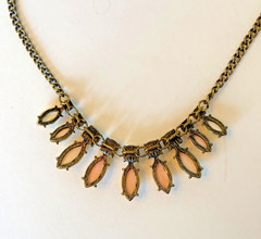Vtg Statement Necklace Big Rhinestones Faceted Yellow Stones Wedding Prom Party