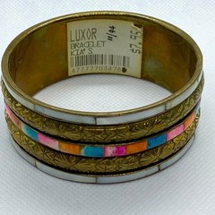 Rainbow Vintage One Size Fits All! Gold Plated, White, and Multicolored Bangle