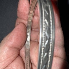 Vtg Sterling Silver Bangle Bracelet Approx 7 7/8” inside & 1/4” wide. 5.4+grams