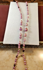 Vintage Mid-Century Hand-Knotted Faux Pearl Necklace – Dusty Rose & Mauve